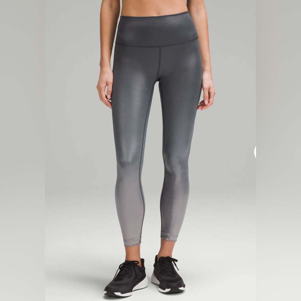 🌼 Lululemon Wunder Train High-Rise Tight 25" *Foil Gradient Foil Grey size 14